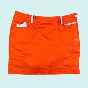 Louis Castel Women's Orange White Mini Tennis / Golf Skirt Skort Size US 6